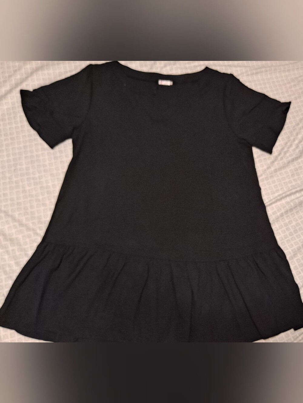 Aoulaydo Black Ruffle-Hem Short Sleeve Dress Sz 2XL